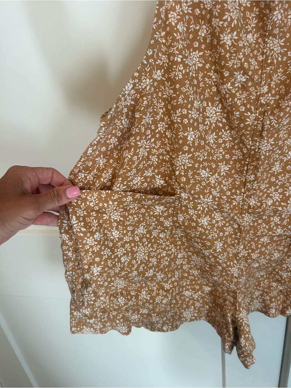 Vanilla Star Rust Floral Tie-Strap Romper - Picture 3 of 5